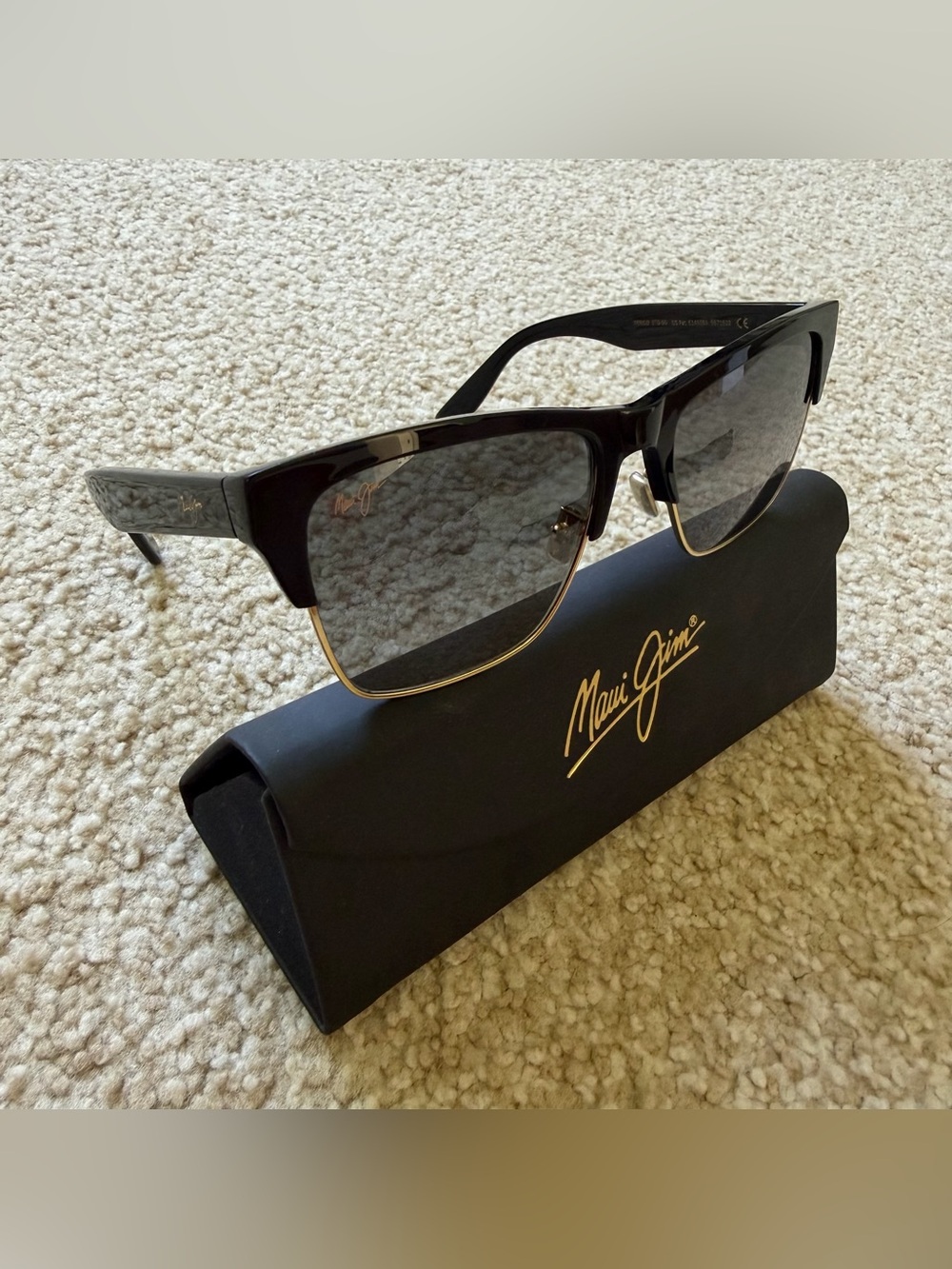 MAUI JIM Perico Black/Gold Half Rim Sunglasses